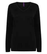 Henbury Ladies Lightweight Cotton Acrylic V Neck Sweater