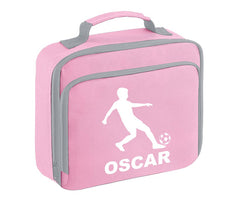 Personalised Football Player Lunch Bag Boys School Insulated Any Name Kids Snack Box