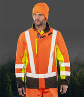 Result Recycled Three Layer Printable 3Tone Safety Soft Shell Jacket