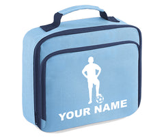 Personalised Lunch Bag Football Boys School Insulated Any Name Kids Snack Box