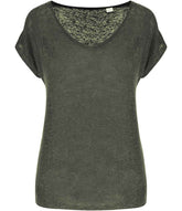 Spasso Ladies V Neck Linen TShirt