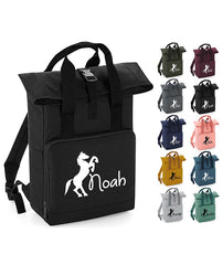 Personalised Equestrian Backpack with Your Name Twin Handle Roll-Top Backpack