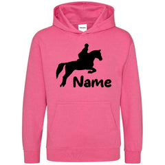 Personalised Glitter Horse Riding Hoodie Girls Boys Hoody Kids Top Jumper