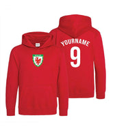Personalised Wales Style Football Kids Hoodie Kits Customised Printed Name and Number Unisex Hoodies Jumper Top