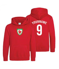 Personalised Wales Style Football Kids Hoodie Kits Customised Printed Name and Number Unisex Hoodies Jumper Top
