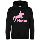 Personalised Glitter Horse Riding Hoodie Girls Boys Hoody Kids Top Jumper