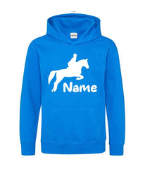 Personalised Glitter Horse Riding Hoodie Girls Boys Hoody Kids Top Jumper