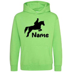 Personalised Glitter Horse Riding Hoodie Girls Boys Hoody Kids Top Jumper