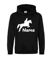 Personalised Glitter Horse Riding Hoodie Girls Boys Hoody Kids Top Jumper