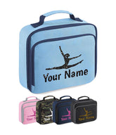 Girls Personalised Glitter Gymnastics School Lunch Bag Kids Dance Insulated Box