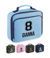 Personalised School Lunch Bag Kids Insulated Football Kids Name Number Snack Box