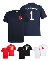 Personalised England Flag Badge Football Shirt Kids Custom Name & Number T-Shirt