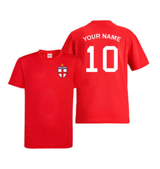 Personalised England Flag Badge Football Shirt Kids Custom Name & Number T-Shirt