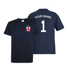Personalised England Flag Badge Football Shirt Kids Custom Name & Number T-Shirt