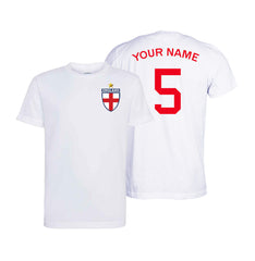 Personalised England Flag Badge Football Shirt Kids Custom Name & Number T-Shirt