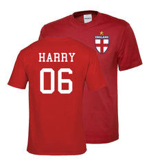 Personalised England Flag Badge Football Shirt Kids with Your Name & Number