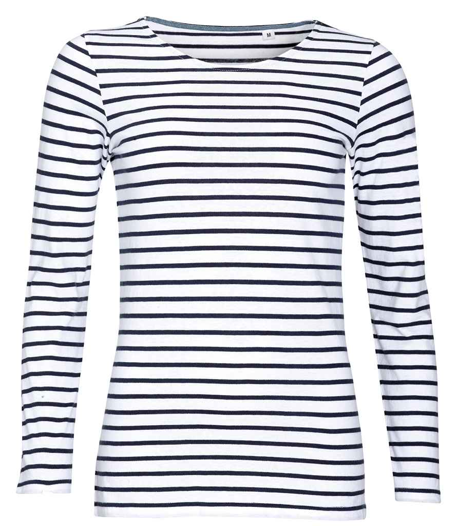 SOLS Ladies Marine Long Sleeve Striped TShirt