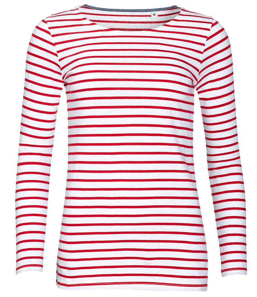 SOLS Ladies Marine Long Sleeve Striped TShirt