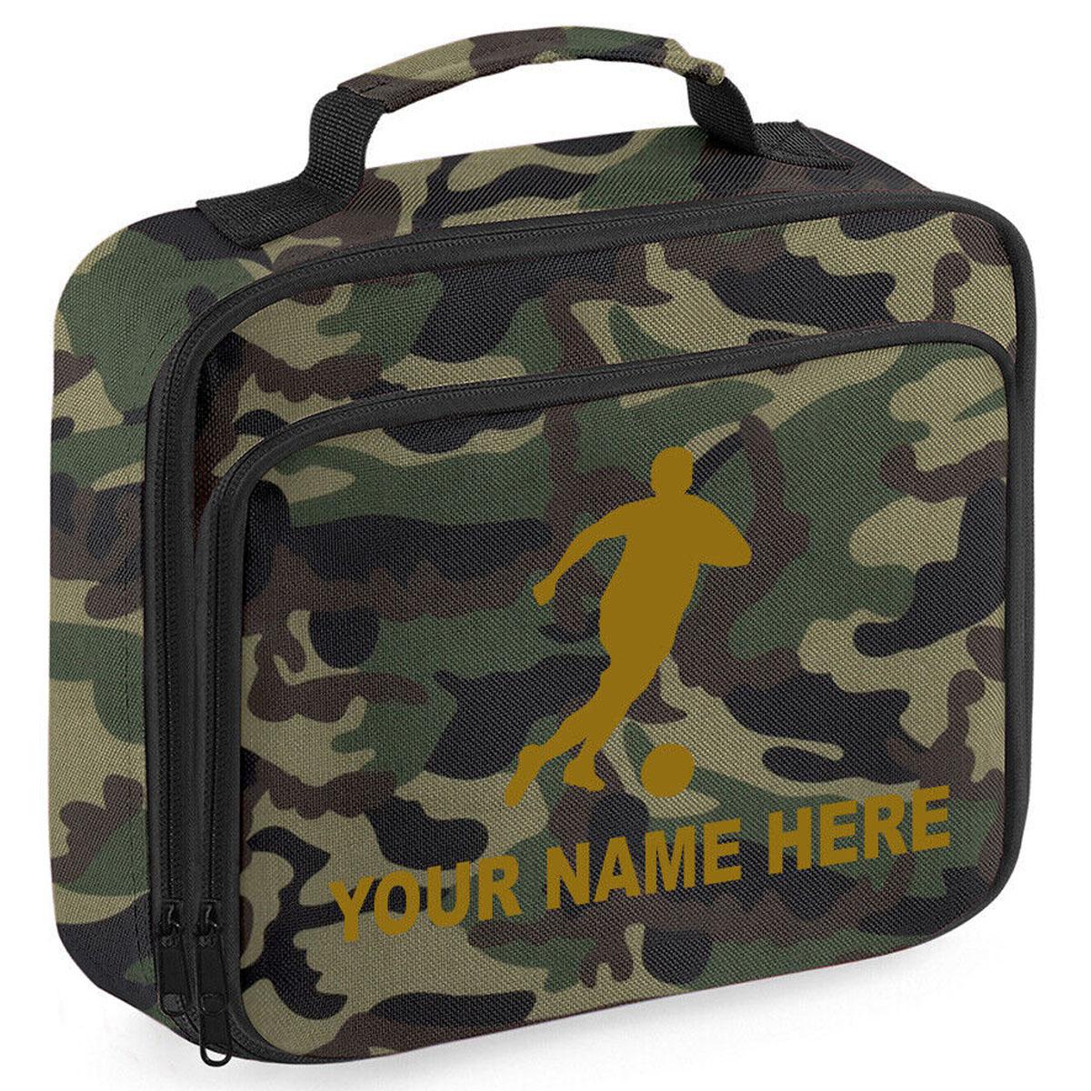 Personalised Lunch Bag Football Boys School Insulated Any Name Kids Snack Box