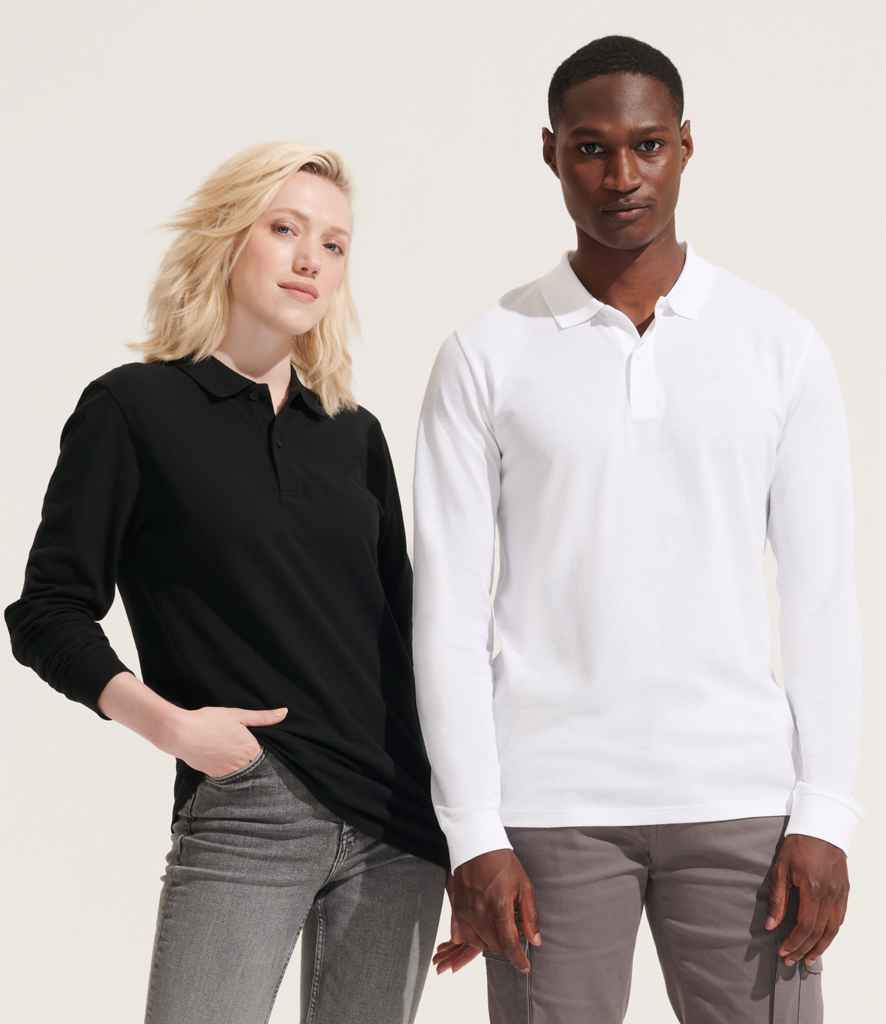 SOLS Unisex Planet Long Sleeve Piqu Polo Shirt