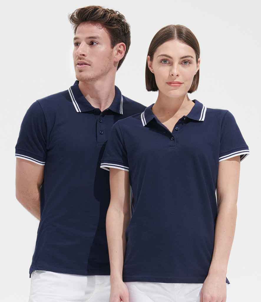 SOLS Ladies Pasadena Tipped Cotton Piqu Polo Shirt