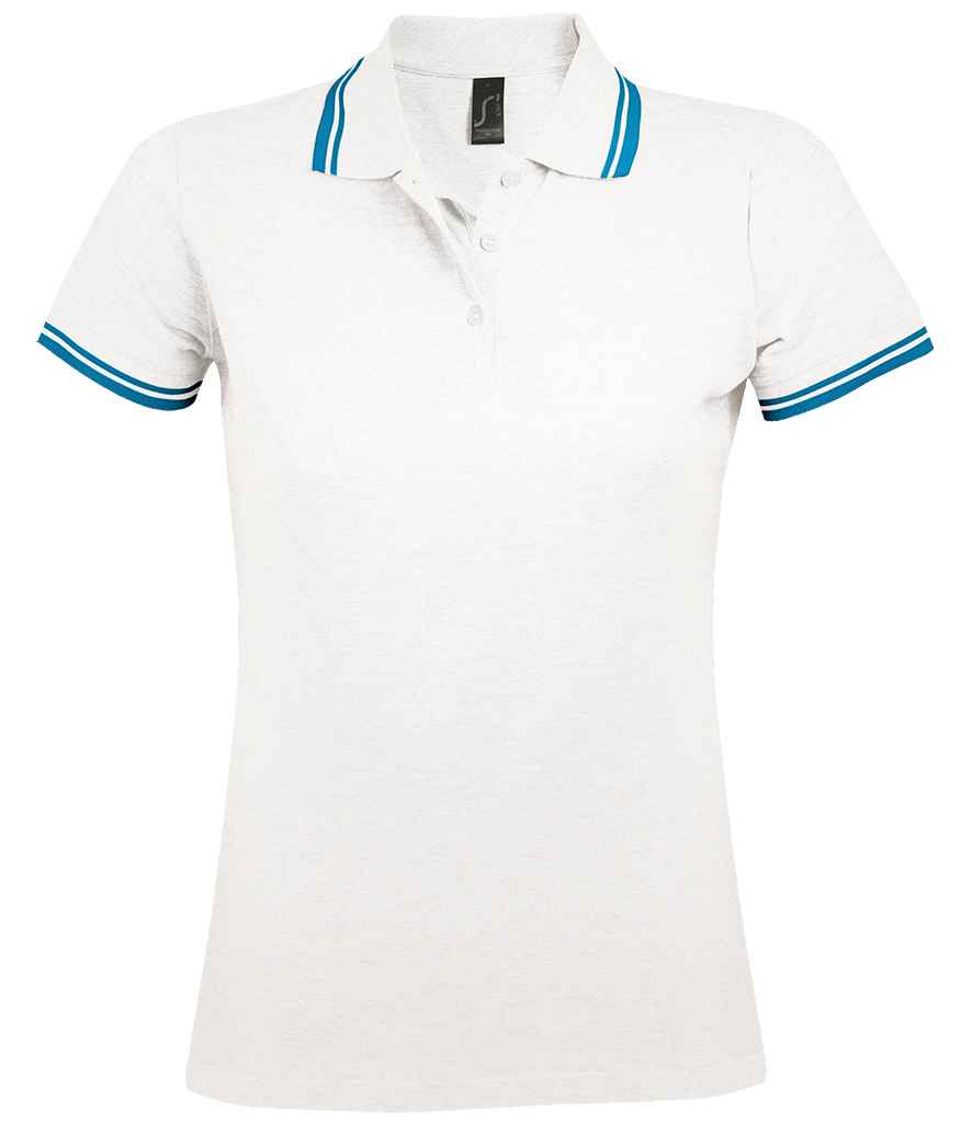 SOLS Ladies Pasadena Tipped Cotton Piqu Polo Shirt