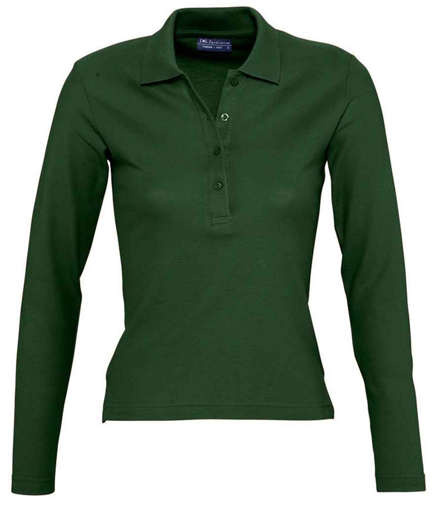 SOLS Ladies Podium Long Sleeve Cotton Piqu Polo Shirt