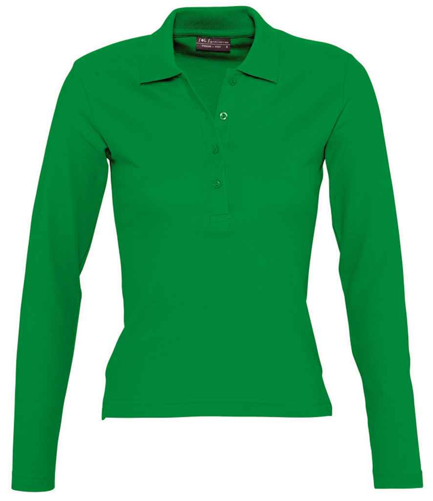 SOLS Ladies Podium Long Sleeve Cotton Piqu Polo Shirt