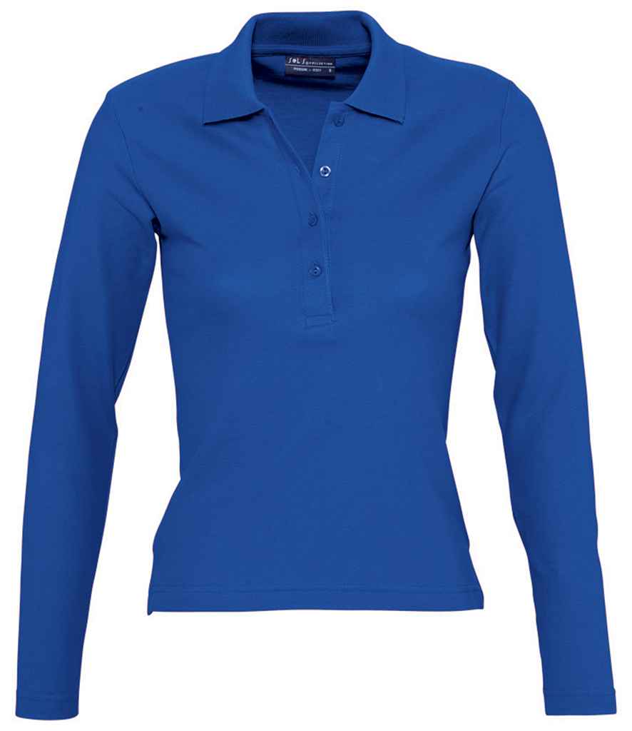 SOLS Ladies Podium Long Sleeve Cotton Piqu Polo Shirt