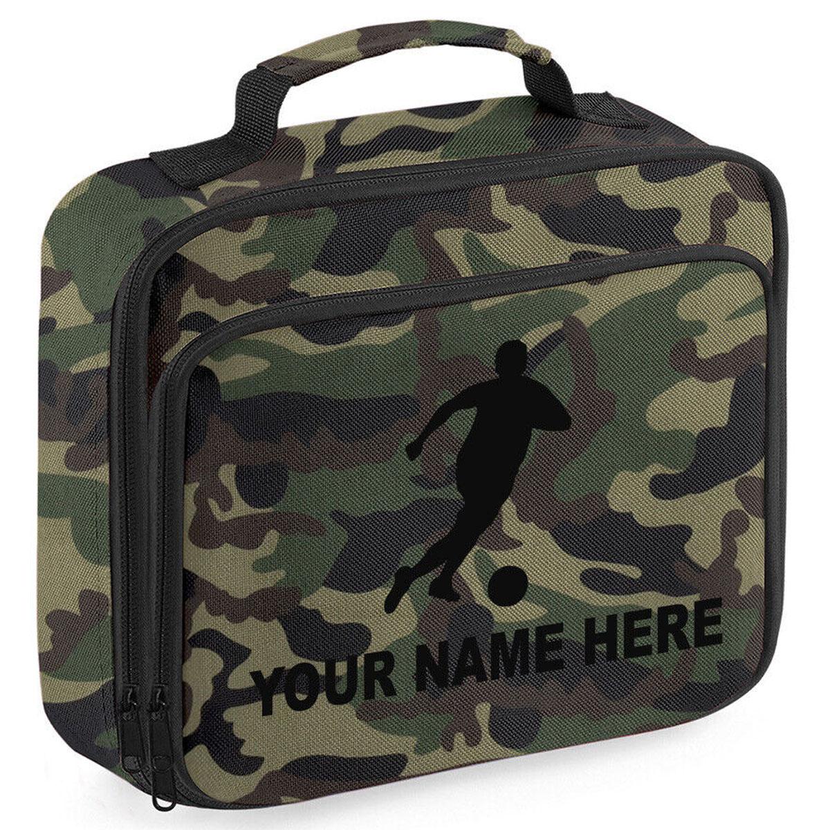Personalised Lunch Bag Football Boys School Insulated Any Name Kids Snack Box