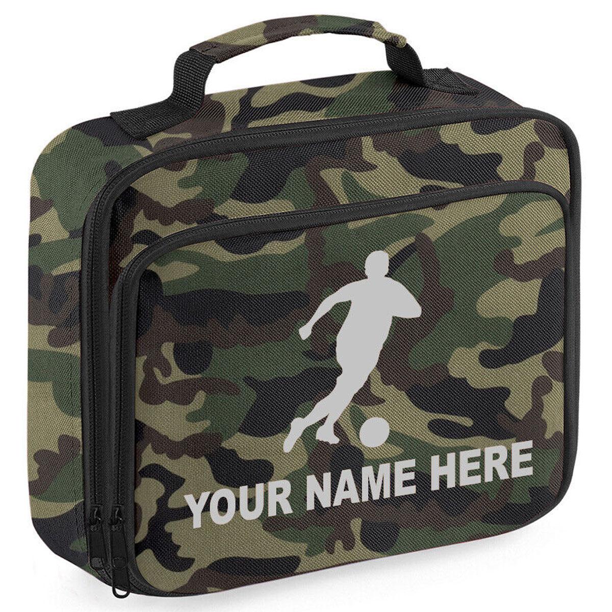 Personalised Lunch Bag Football Boys School Insulated Any Name Kids Snack Box