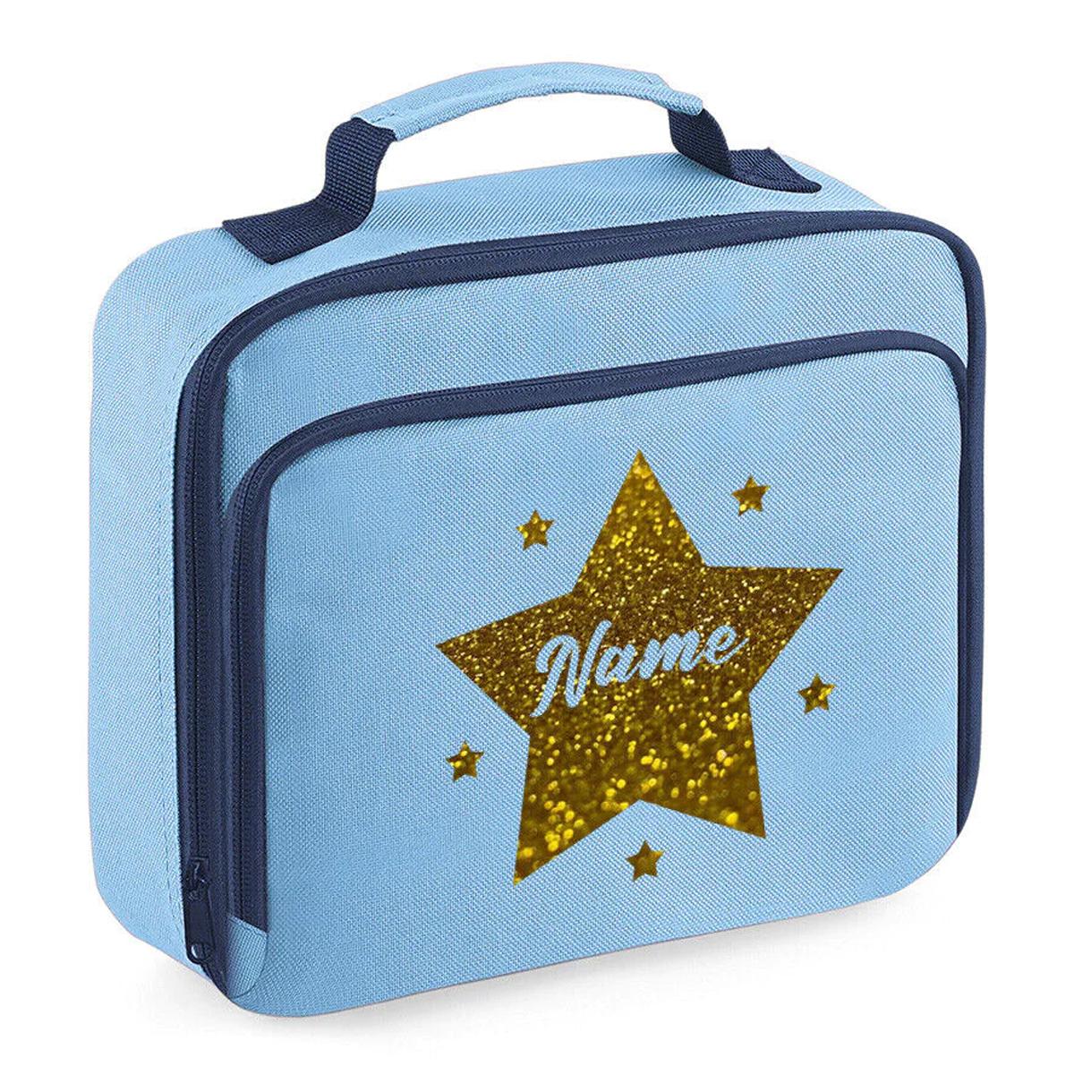 Personalised School Lunch Bag Insulated Snack Box Childrens Star Boys Girls Gift