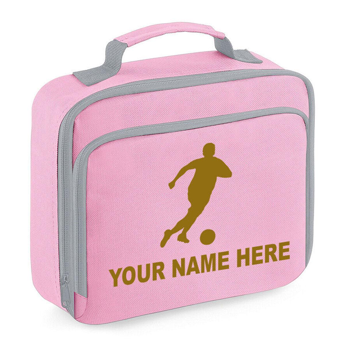 Personalised Lunch Bag Football Boys School Insulated Any Name Kids Snack Box