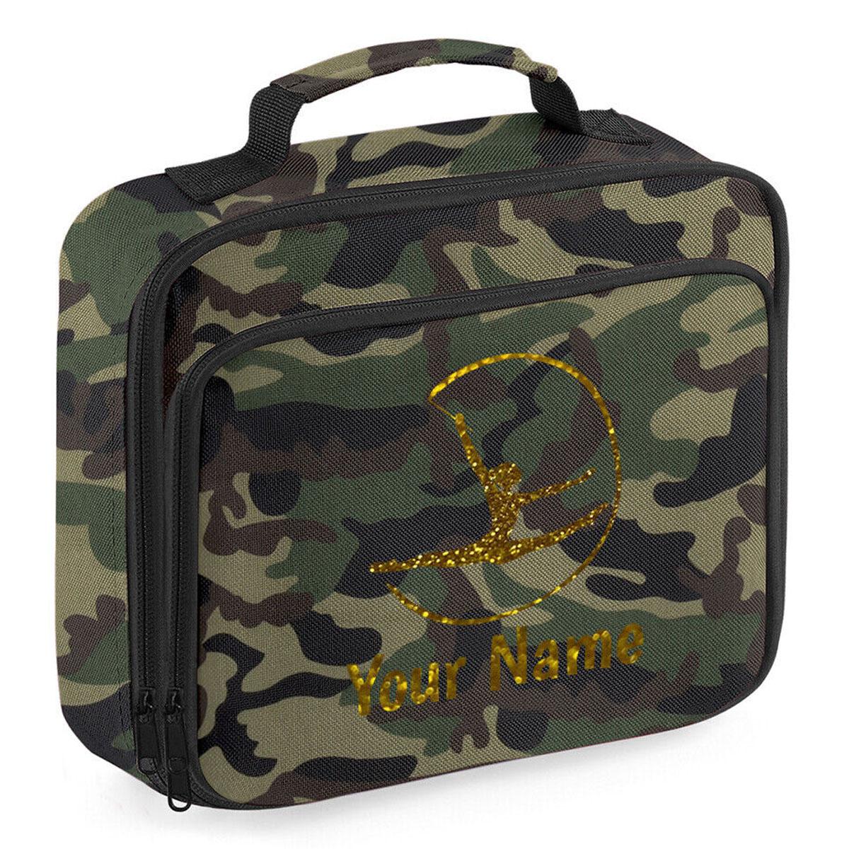 Girls Personalised Glitter Gymnastics School Lunch Bag Kids Dance Insulated Box
