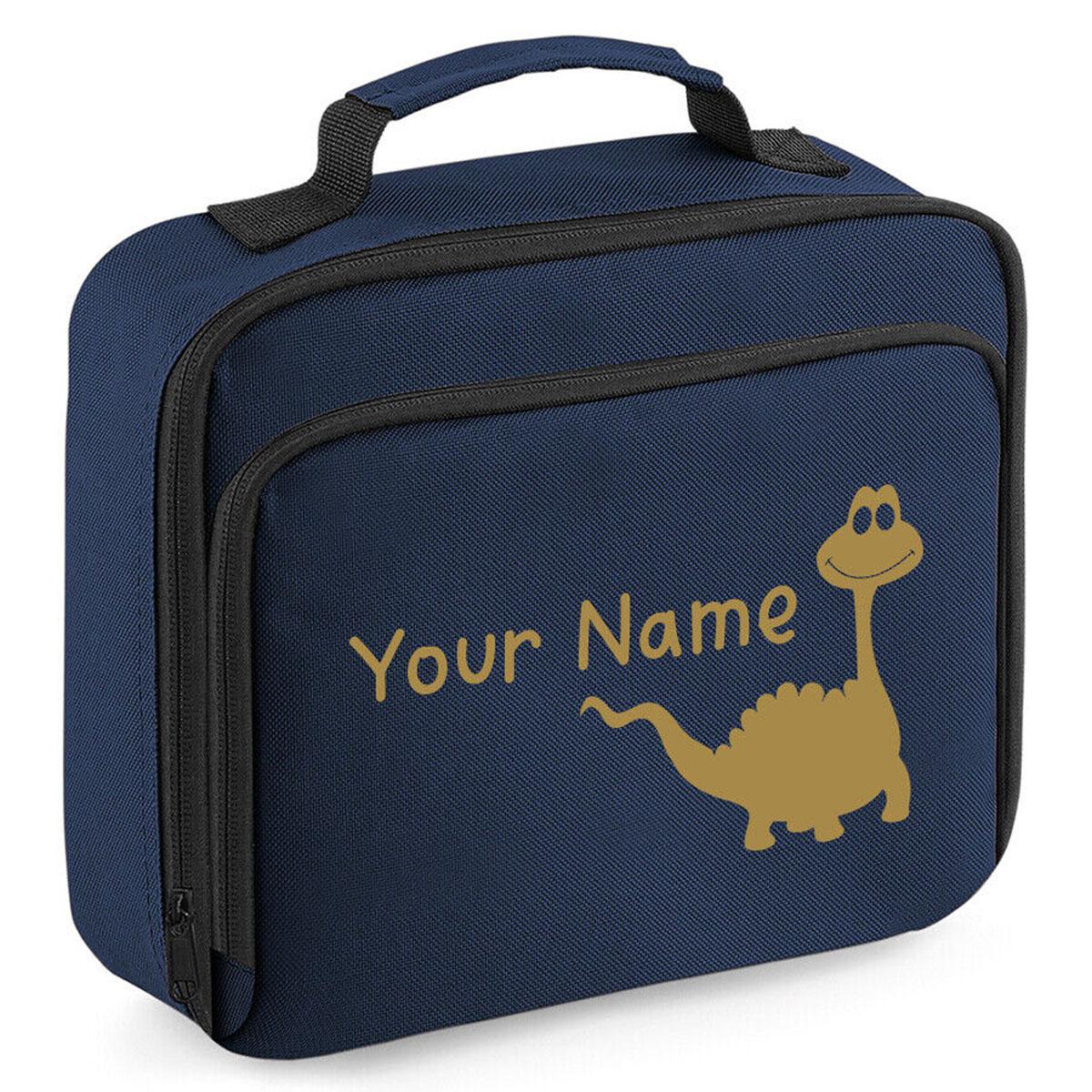 Personalised Lunch Bag Boys Dinosaur School Insulated Childrens Snack Box Gif