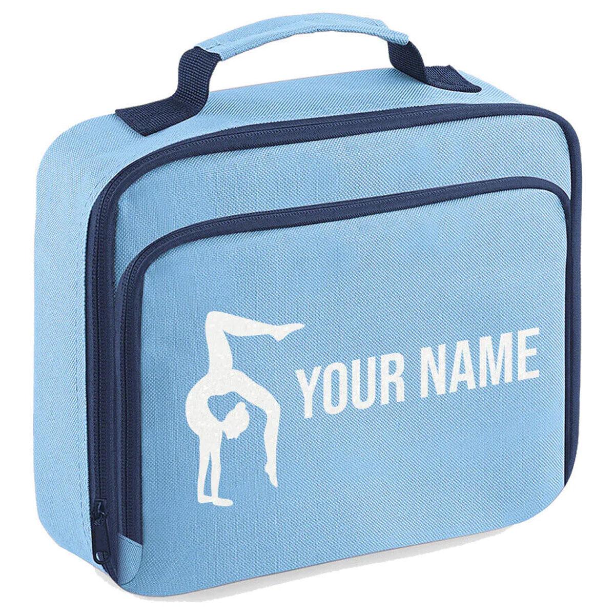 Girls Personalised Glitter Gymnastics School Lunch Bag Kids Dance Insulated Box