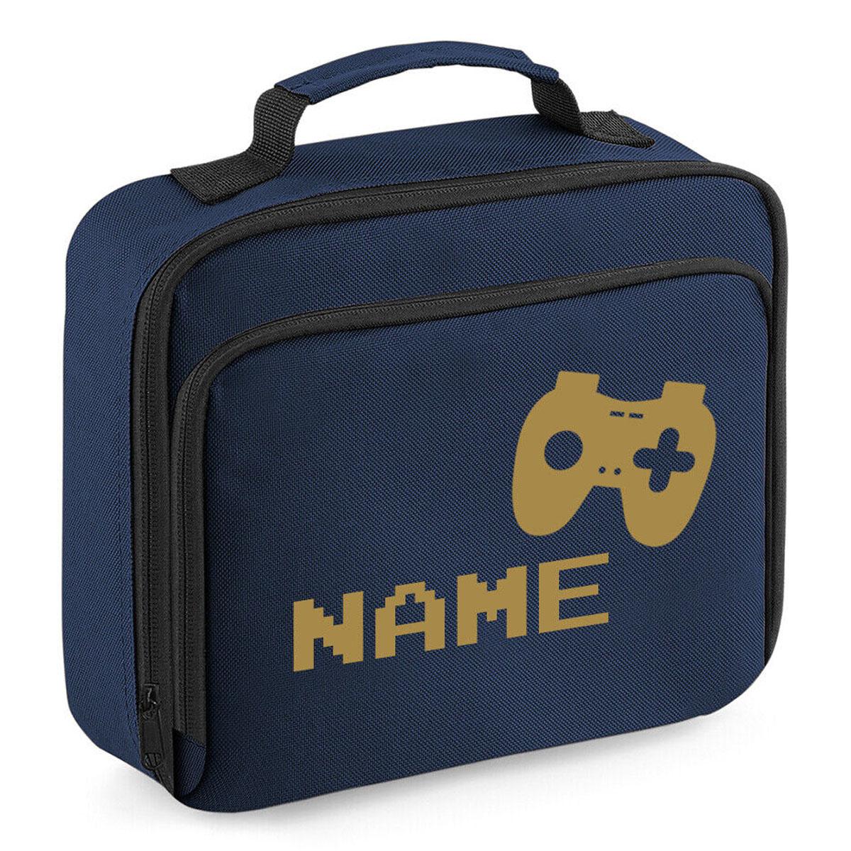 Personalised Gamer Lunch Bag Kids Boys School Insulated Childrens Snack Box