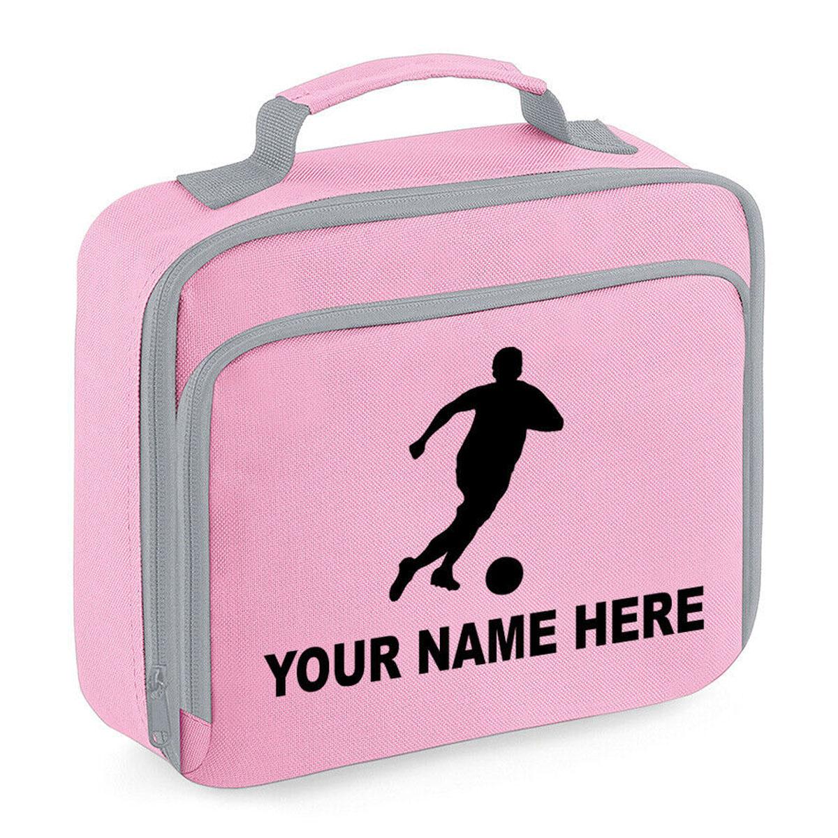 Personalised Lunch Bag Football Boys School Insulated Any Name Kids Snack Box