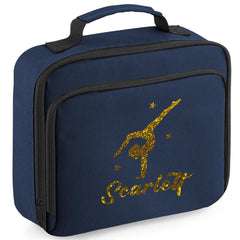 Girls Personalised Glitter Gymnastics School Lunch Bag Kids Dance Insulated Box