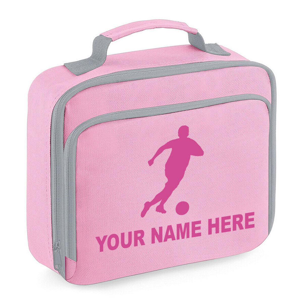 Personalised Lunch Bag Football Boys School Insulated Any Name Kids Snack Box