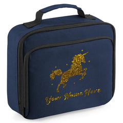 Personalised Unicorn Lunch Bag School Glitter Childrens Insulated Dinner Box
