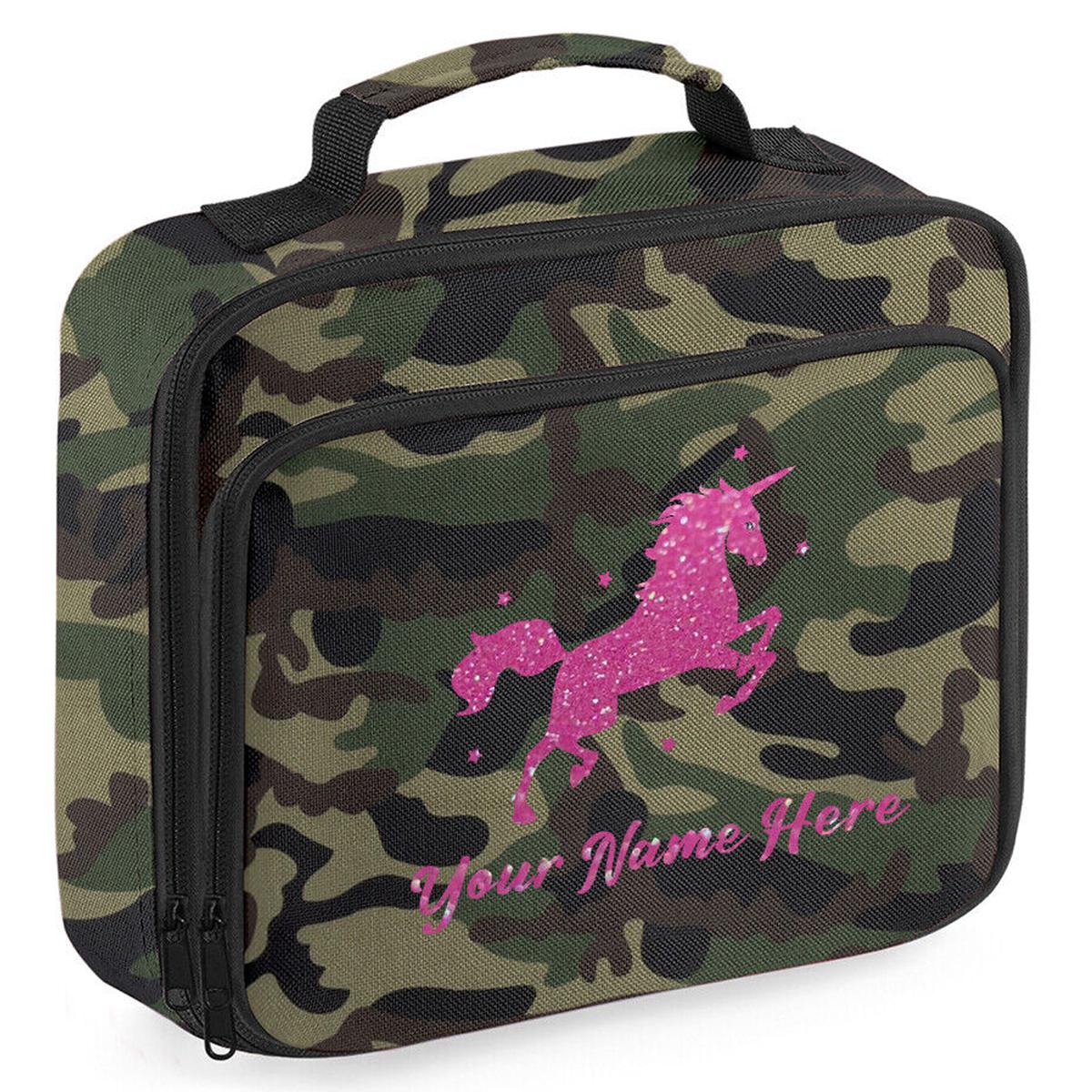Personalised Unicorn Lunch Bag School Glitter Childrens Insulated Dinner Box