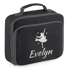 Girls Personalised Glitter Dance School Lunch Bag Kids Gymnastics Insulated Box