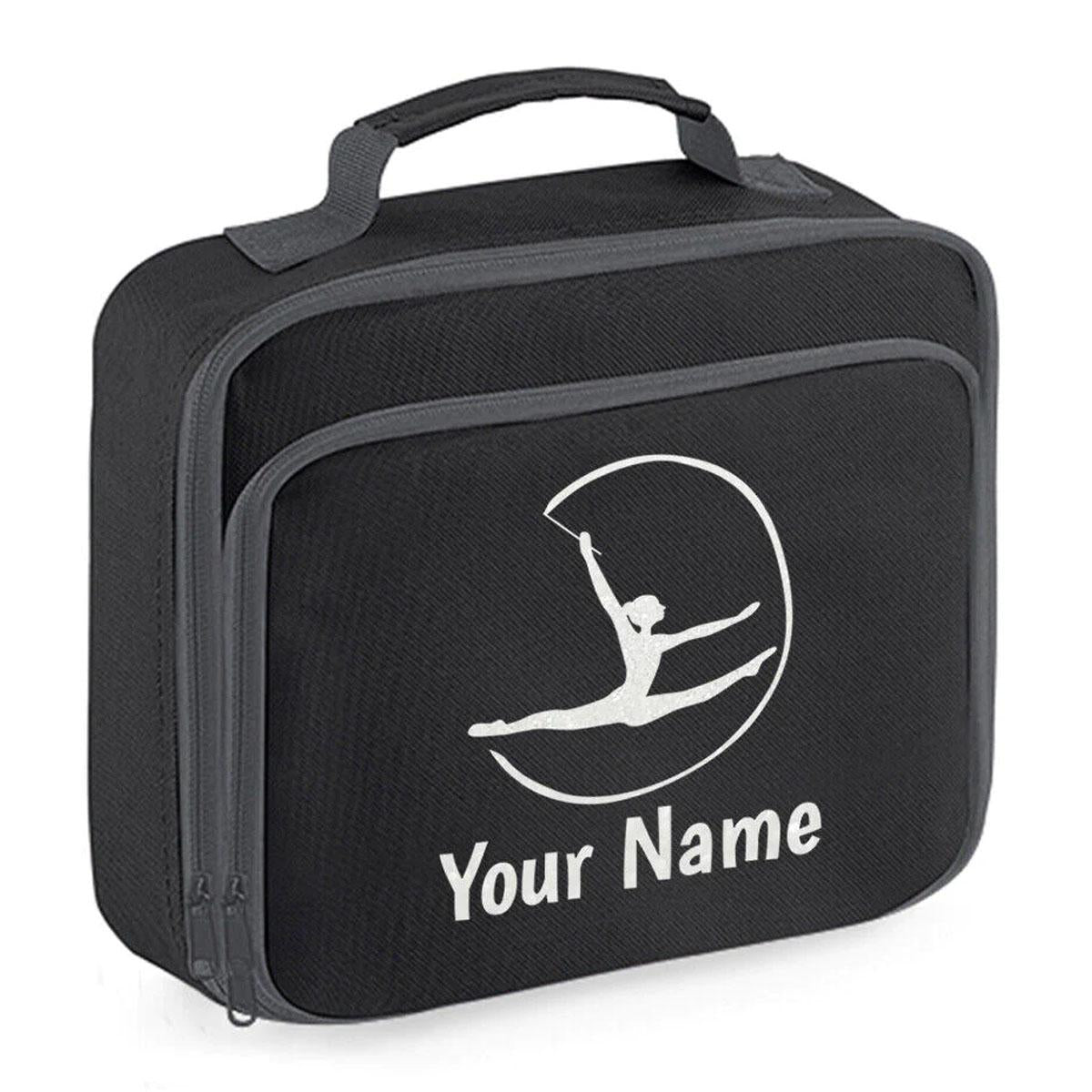 Girls Personalised Glitter Gymnastics School Lunch Bag Kids Dance Insulated Box