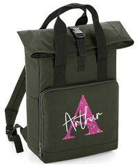Personalised Backpack with Your Name Twin Handle Roll-Top Backpack