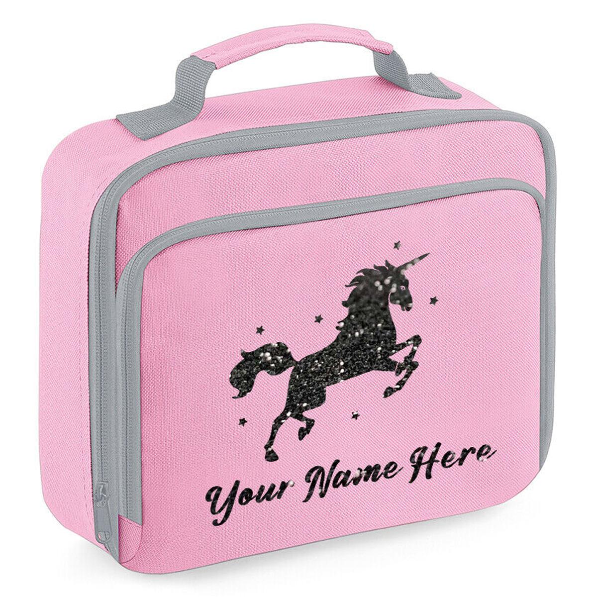 Personalised Unicorn Lunch Bag School Glitter Childrens Insulated Dinner Box
