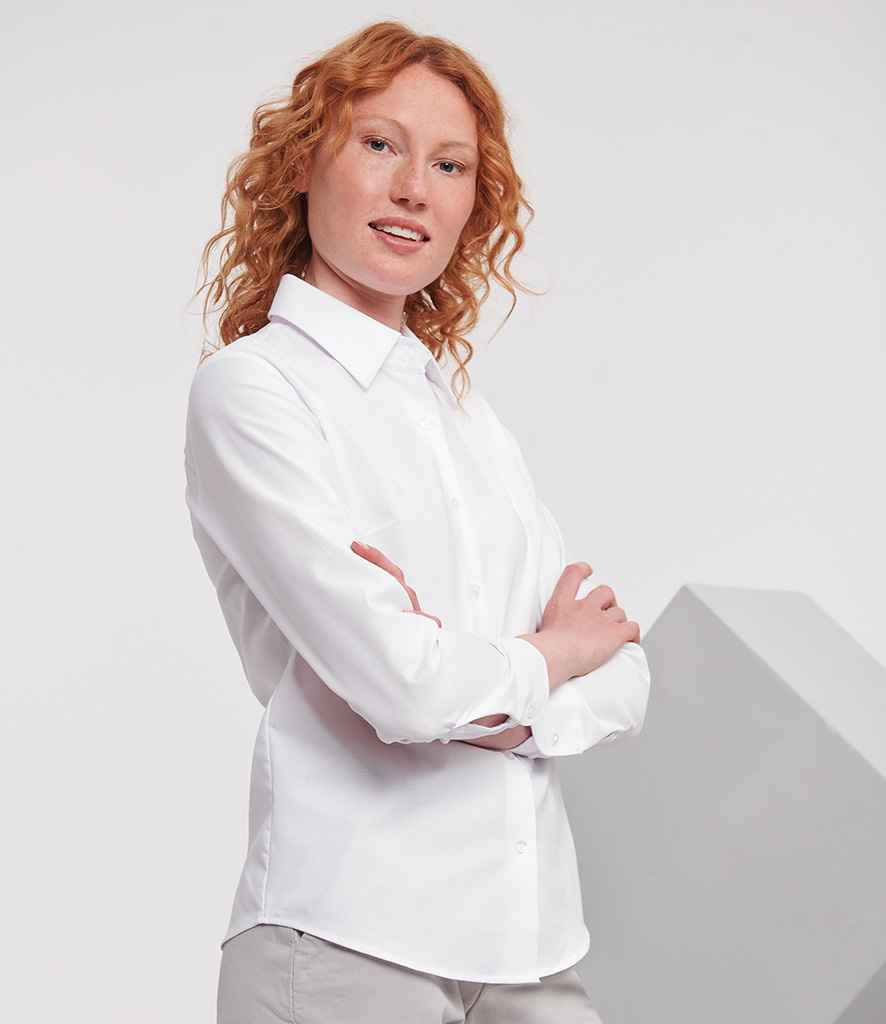 Russell Collection Ladies Long Sleeve Easy Care Oxford Shirt
