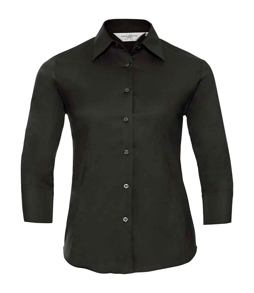 Russell Collection Ladies 34 Sleeve Easy Care Fitted Shirt