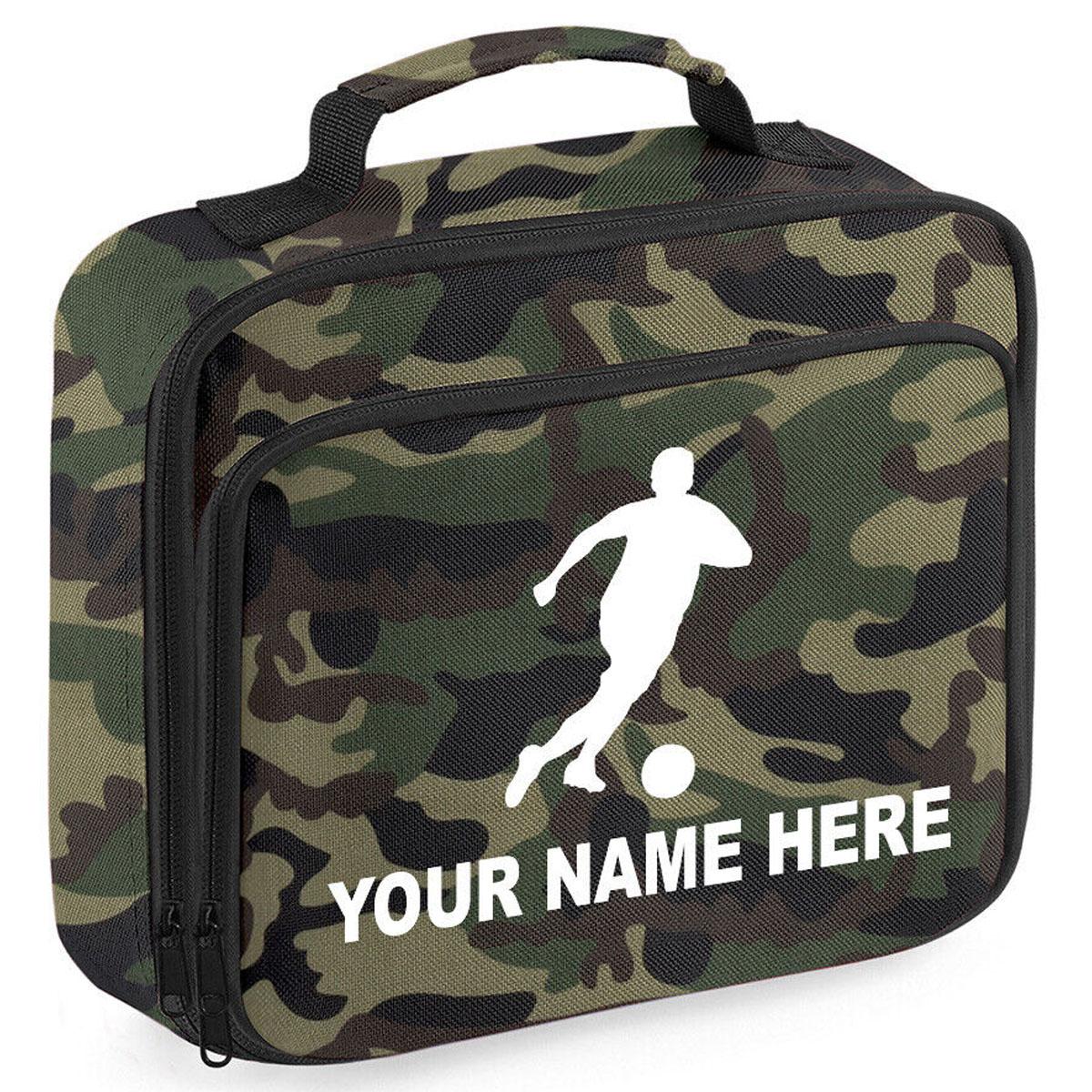 Personalised Lunch Bag Football Boys School Insulated Any Name Kids Snack Box
