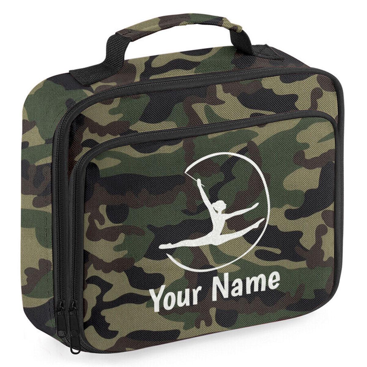 Girls Personalised Glitter Gymnastics School Lunch Bag Kids Dance Insulated Box